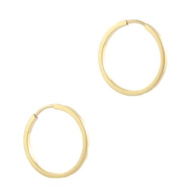 Imagem de Brinco Feminino Argola Redonda Fio Quadrado Ouro 18K 750 Leve 1,7cm com Certificado