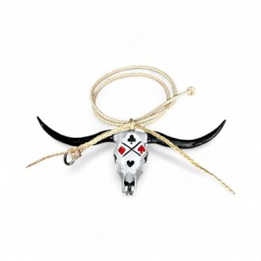 Imagem de Enfeite Laço de Retrovisor Adorno de Luxo em Couro (Cabeça de Boi Naipe)