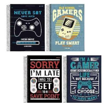 Imagem de Starschool – Caderno 1/4 Capa Dura Espiral Game | 80 Folhas | Tamanho Portátil, Tema Gamer e Resistência para Anotações Diárias e Recados