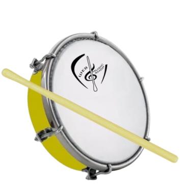 Imagem de Tamborim 6 Pol. Abs Pele Leitosa C/Baqueta Madeira e Chave de Afinação - Web Music Shop (Amarelo)