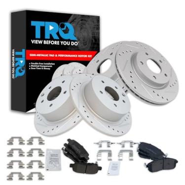 Imagem de TRQ Kit de pastilhas de freio e rotor dianteiro e traseiro compatível com Nissan Sentra 2013-2019