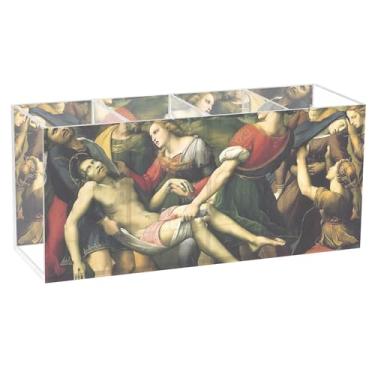 Imagem de TSENQUE Porta-lápis de mesa de acrílico de desenho Raphael Deposition of Christacrylic fofo suporte de pincel de maquiagem personalizado copo de caneta, organizador de escritório e acessórios de mesa