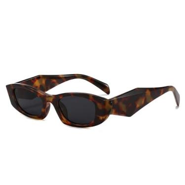 Imagem de Óculos de Sol UV400 - Olho de Gato, Hastes Largas, Estampa de Leopardo, Armação Pequena, para Homens e Mulheres, Esportes ao Ar Livre, Corrida, Ciclismo, Leopardo Preto