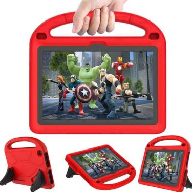 Imagem de DICEKOO Capa infantil para iPad 25.4 cm, versão 2023/2021, antiderrapante, à prova de choque, adequada para crianças, com suporte ajustável - vermelha