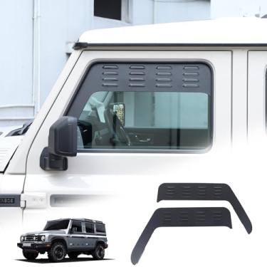 Imagem de Tumukiw Capa de ventilação de janela frontal para aberturas de janela compatível com INEOS Grenadier 2020-2025, decalques de persianas de janela de porta frontal Capa de painel de vidro de liga de