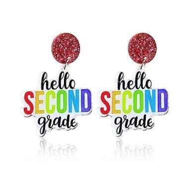 Imagem de Brincos de acrílico de resina para professores de primeiro dia para professores, coloridos, divertidos, brincos pendentes para estudantes, professores, agradecimentos para mulheres, Acrílico, Sem