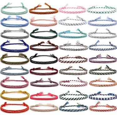 Imagem de FINZOR 36 peças de pulseiras trançadas feitas à mão pulseiras da amizade trançadas pulseiras coloridas ajustáveis - lembrancinhas de festa, Algodão, Sem pedras preciosas