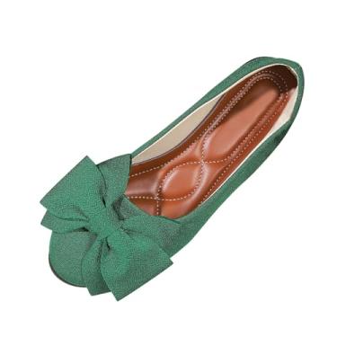 Imagem de Sapatos femininos confortáveis de couro macio Mary Flat Casual Square Head Fashion, Verde, 39