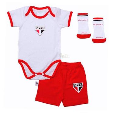 Imagem de Kit Conjunto Bebê São Paulo Com Body Shorts e Meia Oficial - Revedor, 