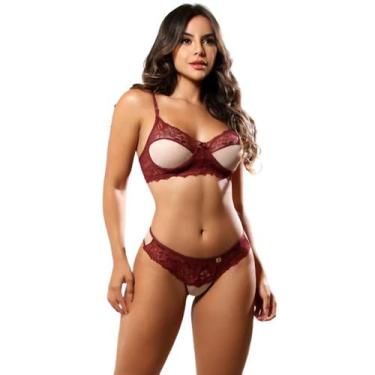 Imagem de Lingerie Sexy Transparente Sensual Tule c/ Aro Conjunto Luxo - Mi Amor