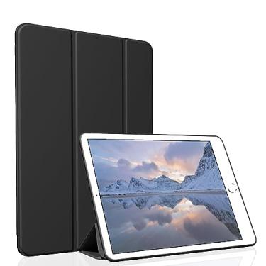 Imagem de Divufus Capa para iPad de 9,7 polegadas 2017/2018, capa inteligente leve e fina de TPU com três dobras, capa de hibernar/despertar automática para iPad 9,7 5ª/6ª geração, preta