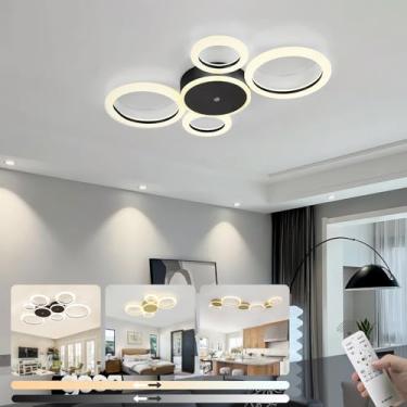 Imagem de Luminária de teto LED moderna para sala de estar, com intensidade de luz ajustável de 3000K a 6500K, controle remoto, ideal para quarto, escritório, sala de jantar e sala de estudos. Modelo