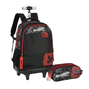 Imagem de Kit Mochila Mala de Rodinhas Enaldinho Grande e Estojo Triplo Zap Up4you Oficial Preto e Vermelho (Preto)