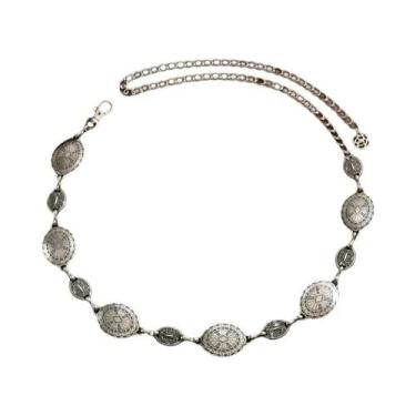 Imagem de Cinto De Corpo Feminino Banhado a Ouro Vintage Oval Esculpido Em Metal