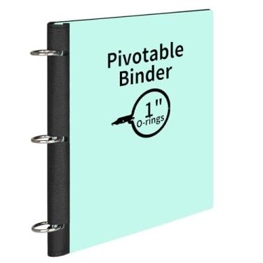 Imagem de LETVPVOW Fichário giratório de 3 anéis de 360°, fichário macio de 2,5 cm, 3 anéis, flexível e fino, macio para fichário de 21,6 x 28 cm, para casa, escola e escritório - verde