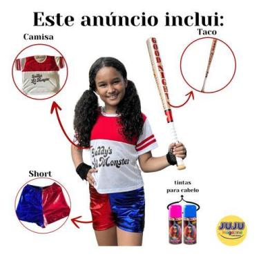 Imagem de Fantasia Infantil Arlequina Com Taco E Tintas Coringa Tamanho:PP Infan