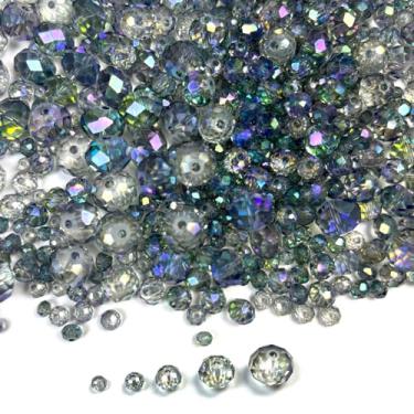 Imagem de 780 peças de contas de vidro briolette para fabricação de joias, contas soltas de cristal facetado de 3/4/6/8/10 mm a granel para pulseiras, brincos, sinos de vento, apanhador de sol, cortinas, verde