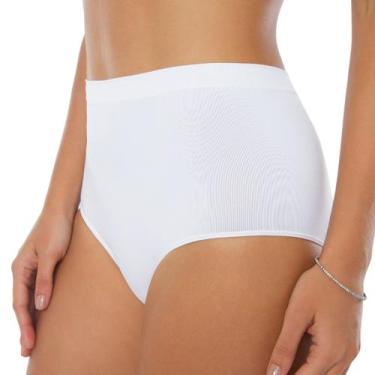 Imagem de Calcinha Básica Feminina Cintura Alta Sem Costura Plie 50043, GG, Bran