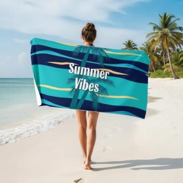 Imagem de LOMYSOALI Toalha magnética, fibra UItra-Fine secagem rápida magnética praia, piscina, toalha de esportes ao ar livre, 79 x 189 cm (verão)