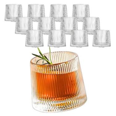 Imagem de Jg 12 Copo Vidro Whisky Baixo Giratório Canelado Drink 150ml - CLICK H