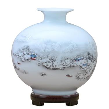 Imagem de Vaso de cerâmica decoração de sala de estar arranjo de flores criativo moderno estilo chinês vasos de flores