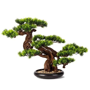 Imagem de Bonsai artificial artificial pinheiro em vaso bonsai artificial jardim planta falsa adequada para sala de estar escritório decoração de mesa árvore falsa