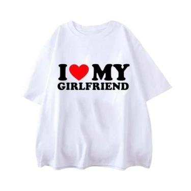 Imagem de Camiseta Casual Masculina De Manga Curta Solta Com Estampa 'Eu Amo Min