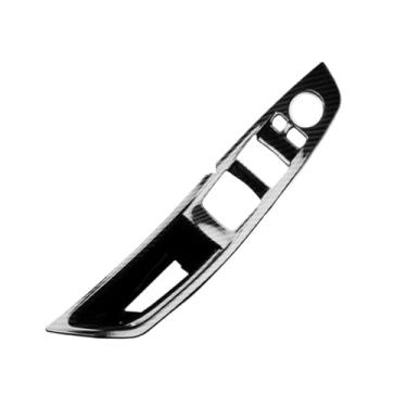 Imagem de Compatível com BMW Série 5 F10 F18 2011 2012 2013 2014 2015 2016 2017 Interior do carro Textura de fibra de carbono Maçaneta de tração da porta Guarnição da tampa protetora(Carbon Driver LHD)