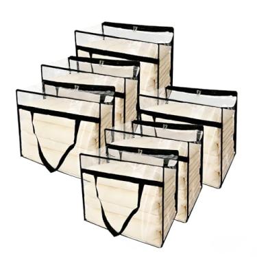 Imagem de Pacote com 6 sacos de armazenamento transparentes de 40 L – Organizadores de plástico com zíper com alça para edredons, roupas, roupas de cama, cobertores, armazenamento embaixo da cama e armário