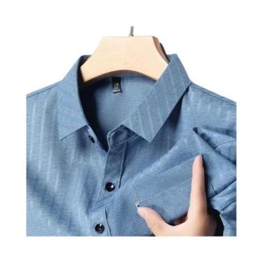 Imagem de Camisa Masculina Casual De Negócios De Manga Curta Estampada Sem Neces