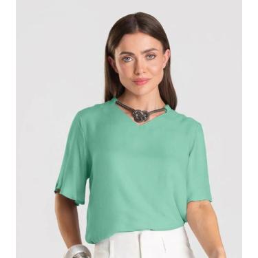 Imagem de Blusa Feminina Com Colar Dianna Verde, M, Verde