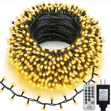 Imagem de echosari Cordão de luzes de Natal com 400 LEDs conectáveis, extralongas de 1,8 m para uso externo, plugue de ponta a ponta, com temporizador remoto para decoração de jardim, pátio, árvore (branco