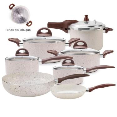 Imagem de Jogo De Panelas Antiaderente Cerâmica Vanilla Indução 7 Pçs