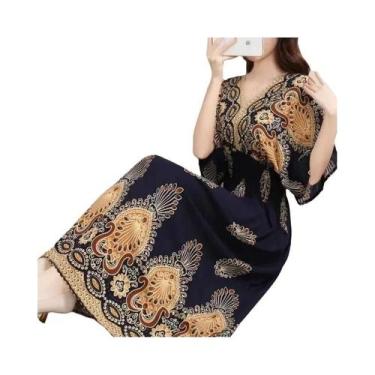 Imagem de Saia Longa Casual Elegante De Verão Com Estampa E Cintura Elástica Em 