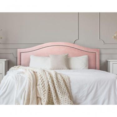 Imagem de Cabeceira Queen Curva Luxo 160x60 Veludo Rosê - Tachas Fumê