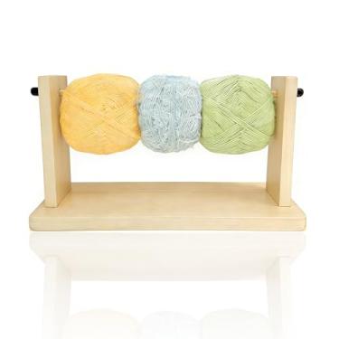 Imagem de Suporte de fio de crochê de madeira organizador de armazenamento de fio único, organizador de fita para sala de artesanato, suporte de fio de crochê suprimentos de artes e artesanato, rack de