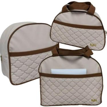 Imagem de Kit bolsa mochila maternidade veneza 3 peças + trocador bege - boni - 