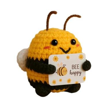 Imagem de Boneca Energética Abelha Positiva Inspiradora DIY Tricotada À Mão Para