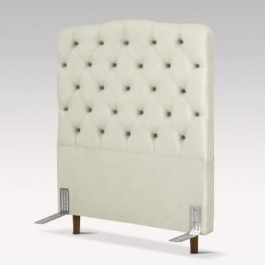 Imagem de Cabeceira de Cama Box Solteiro 110 cm Dunas Larhome Suede Veludo Bege