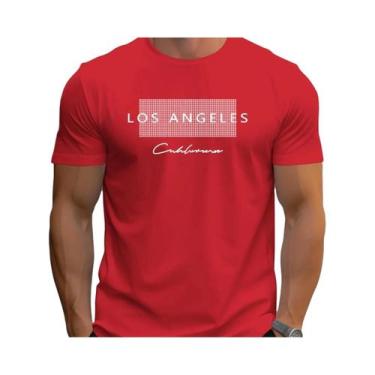 Imagem de Camiseta Gráfica Masculina Los Angeles Verão Corte Solto Casual Esport