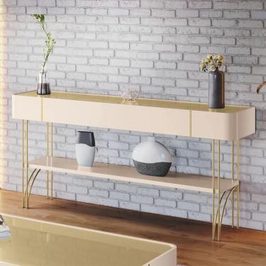 Imagem de Aparador Para Sala De Estar Pés De Aço Vivant Off-champanhe - Hb Móveis