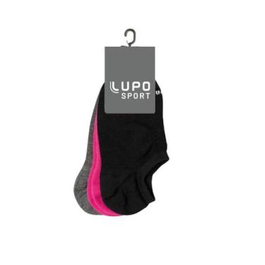 Imagem de Meia Feminina Lupo 03271 Af Sport Sap Kit C/3 Pares, Preto, Cinza, Ros