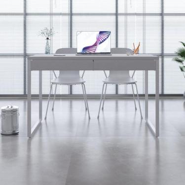 Imagem de Mesa de Escritorio Office C/02 Gavetas Kuadra 120cm Est.Branca - Metal