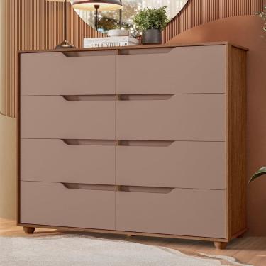 Imagem de Cômoda para Quarto com 8 Gavetas Doble Nogueira / Capuccino