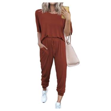 Imagem de Conjunto de Moletom PRETTYGARDEN Feminino Dois Peças Lounge Vermelho T