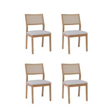 Imagem de Kit 4 Cadeiras para Sala de Jantar Estofadas Oiti Freijó/Cinza