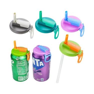 Imagem de Tampas De Silicone Reutilizáveis Para Latas De Refrigerante Com Canudo