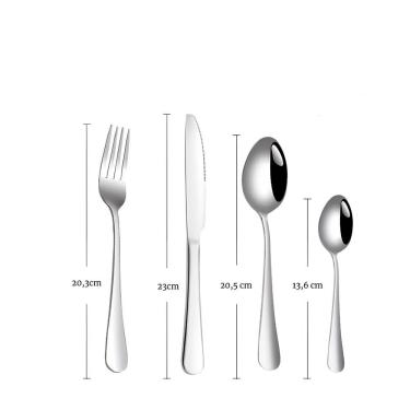 Imagem de Faqueiro De Aço Inox Conjunto 24 Peças Prateado Liso - Acabamento Polido E Design Atemporal