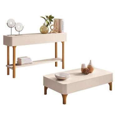 Imagem de Mesa de Centro Liz e Aparador Fiero Off White - HB Móveis - HB Moveis