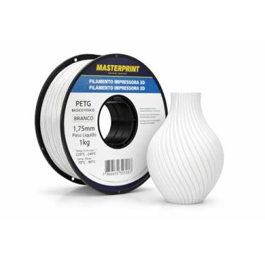 Imagem de Filamento Impressora, Masterprint, PETG, 3D, Brancp, 1,75 mm, Rolo de 1 kg, Cor: Branco